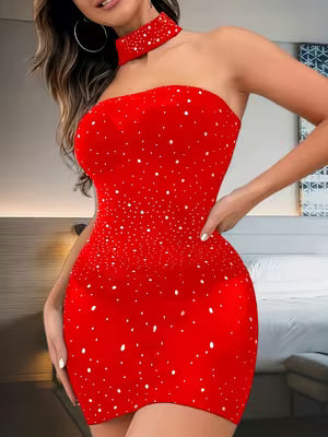 Deluxe Choker Red Dress