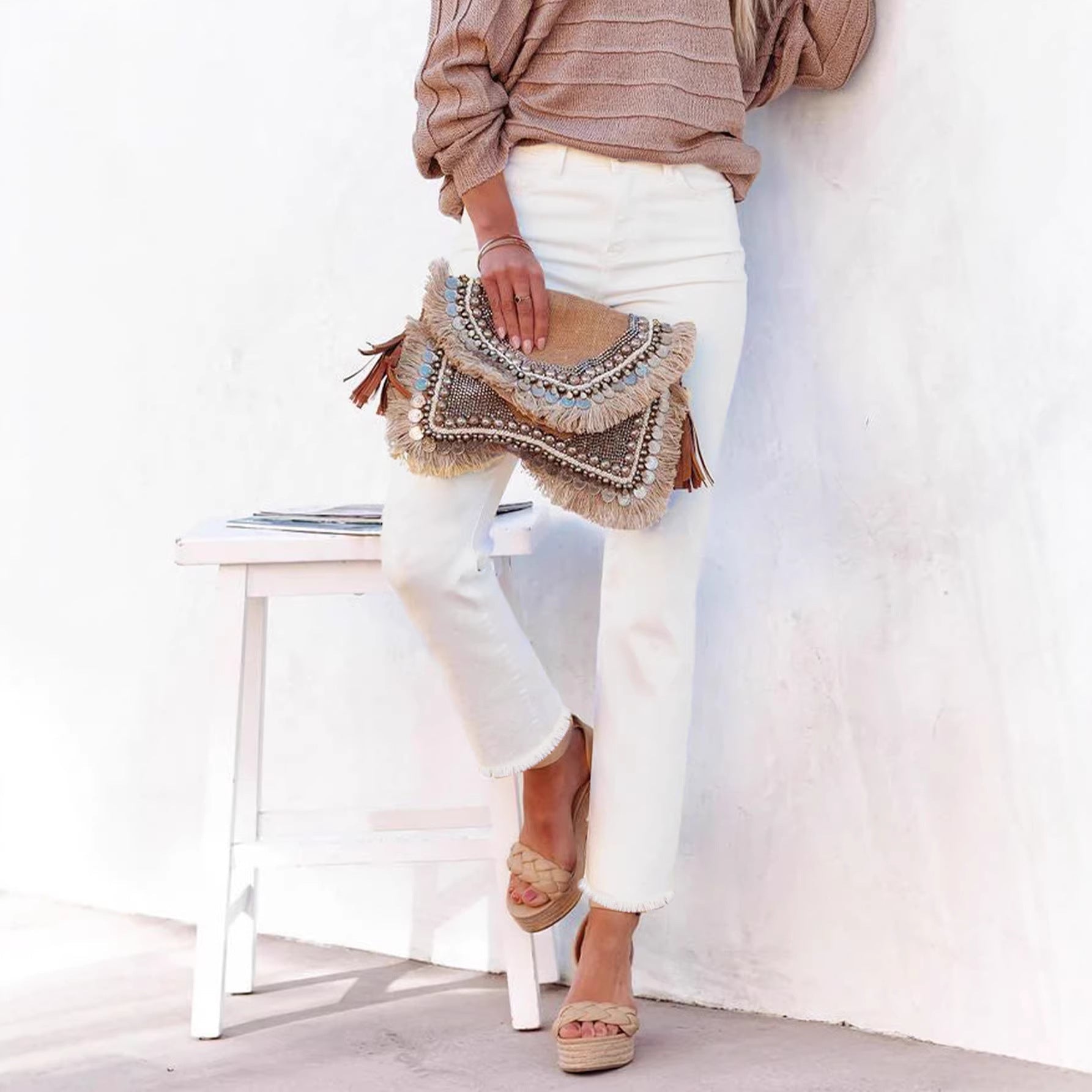 White Straight Pants Denim