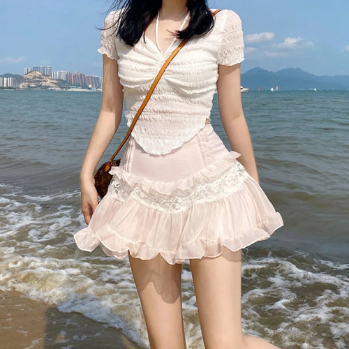 Angelic Lace Ruffle Mini Skirt