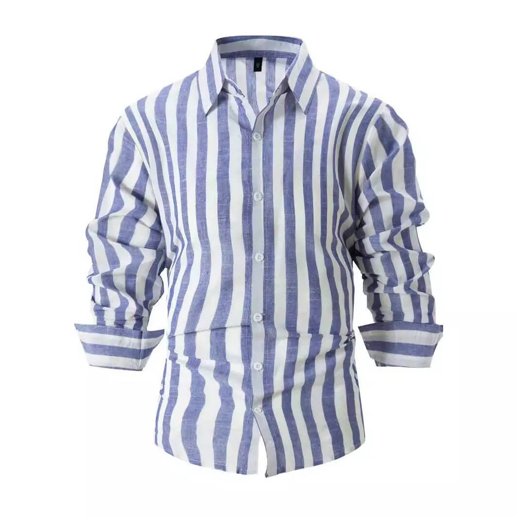 Striped Print Shirt Casual Loose Long-sleeved Shirt Men's Clothing