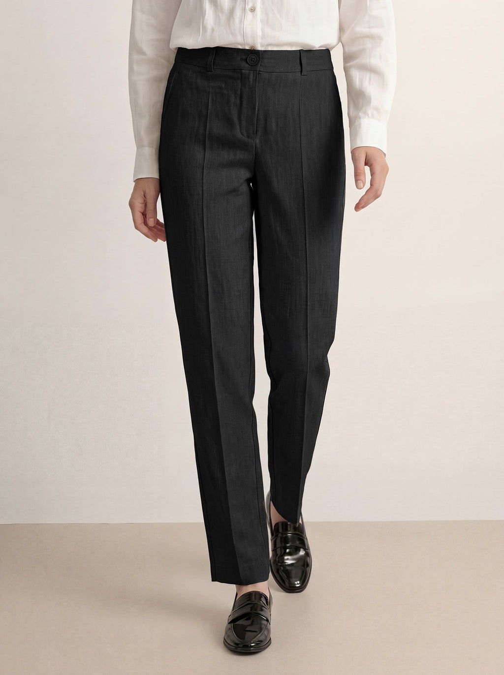 Linen Tailored Straight Full Length Pants LANDON