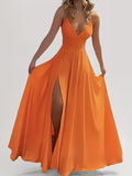 Orange Split Spring Dress