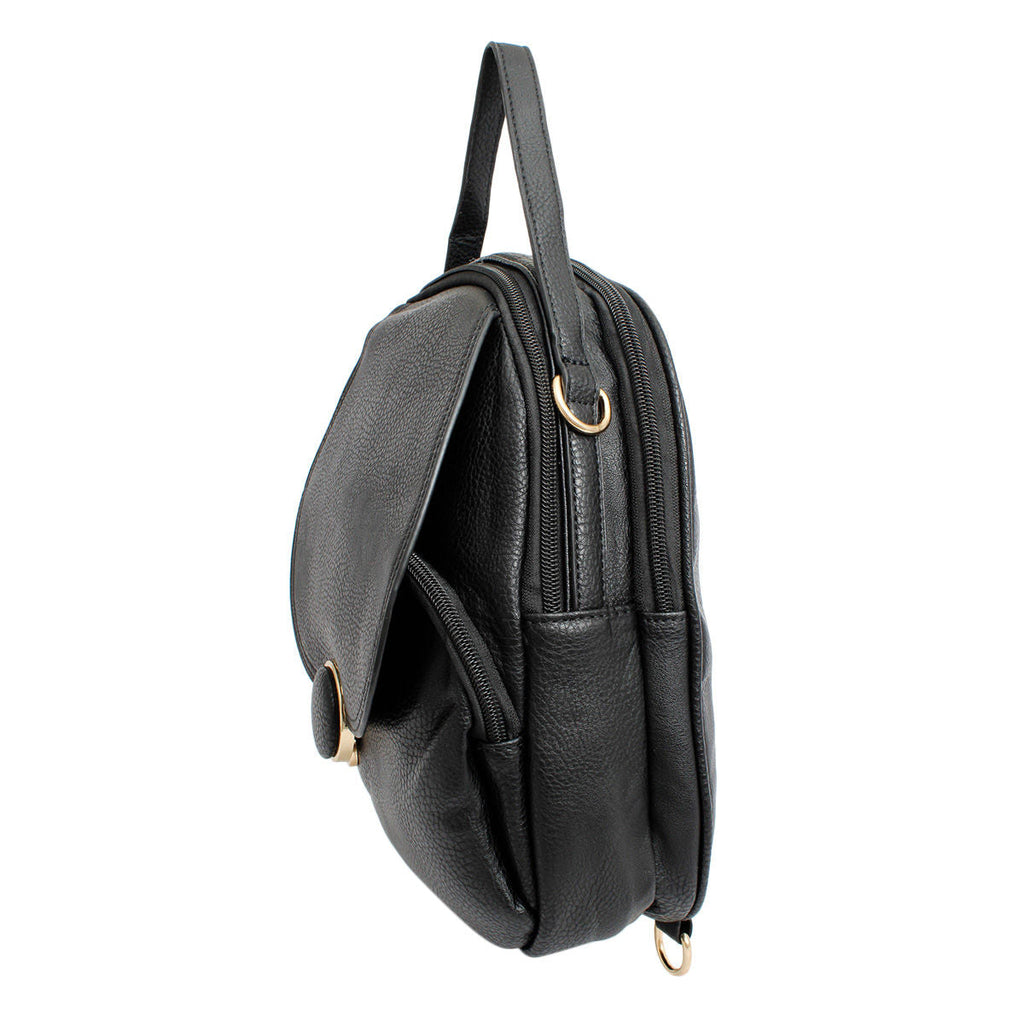 Small Black Rounded Backpack Handbag for Women – Stylish Casual Fashion Accessory