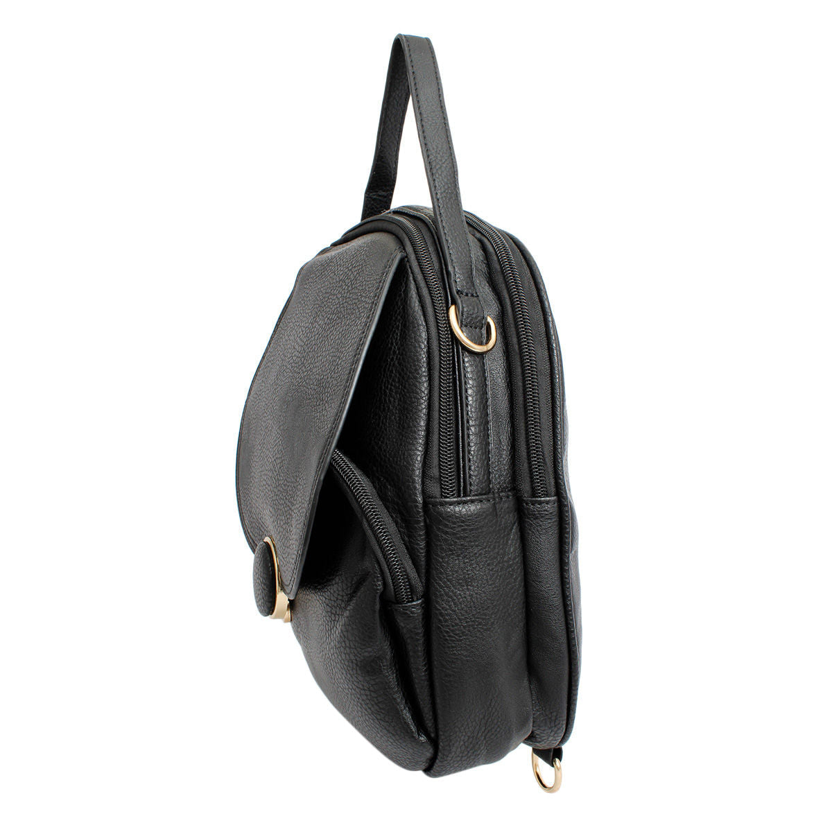 Small Black Rounded Backpack Handbag for Women – Stylish Casual Fashion Accessory