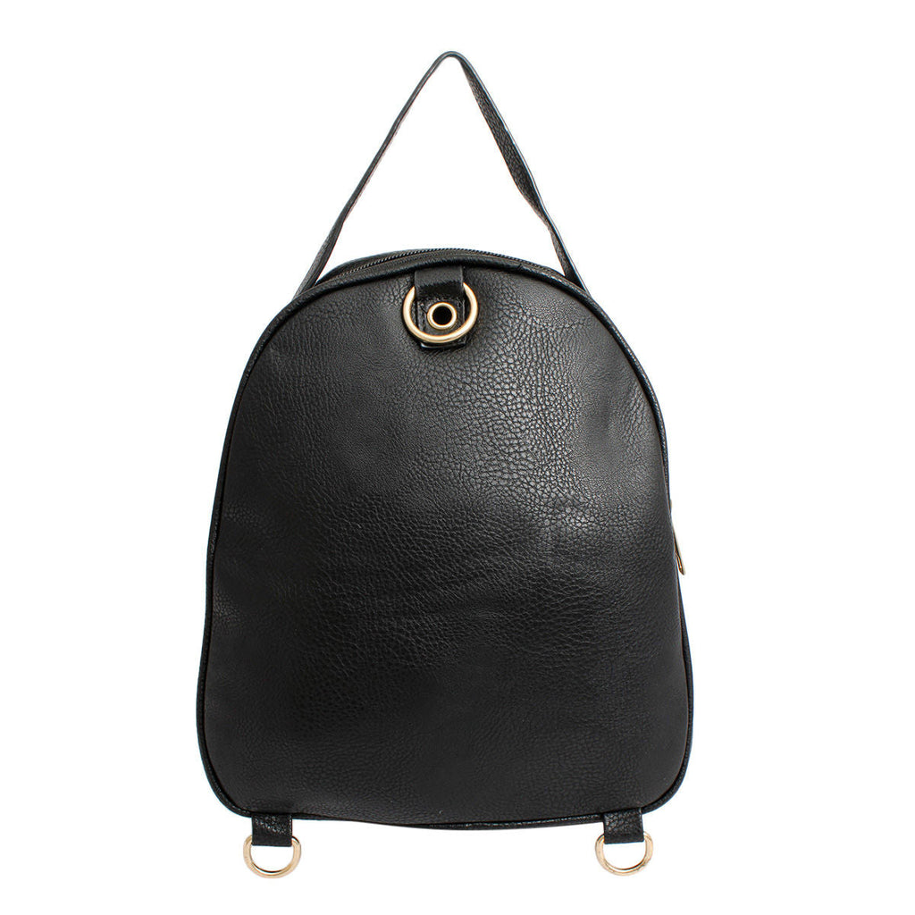Small Black Rounded Backpack Handbag for Women – Stylish Casual Fashion Accessory