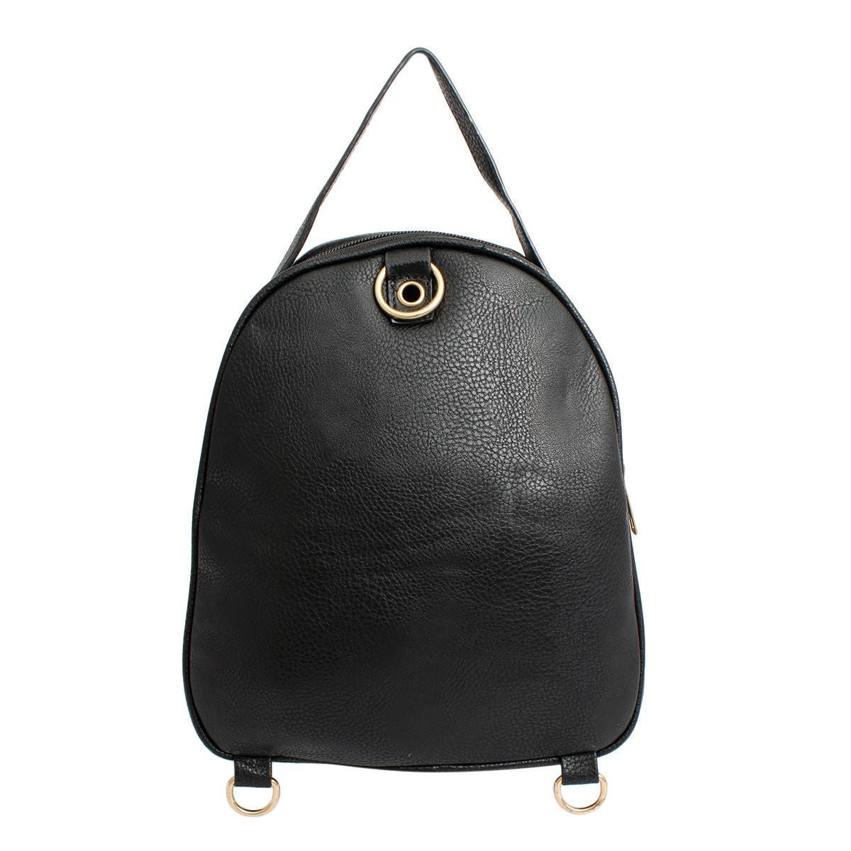 Small Black Rounded Backpack Handbag for Women – Stylish Casual Fashion Accessory