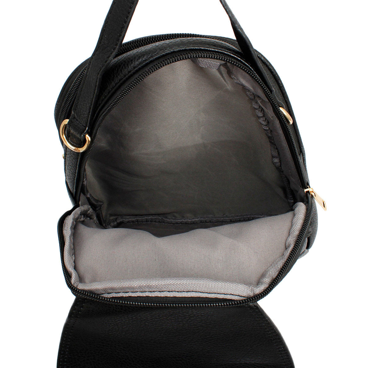 Small Black Rounded Backpack Handbag for Women – Stylish Casual Fashion Accessory