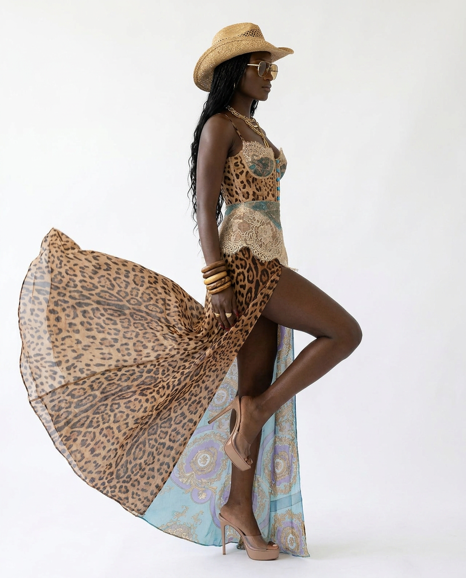Wild n Free Lace Printed Maxi Dress