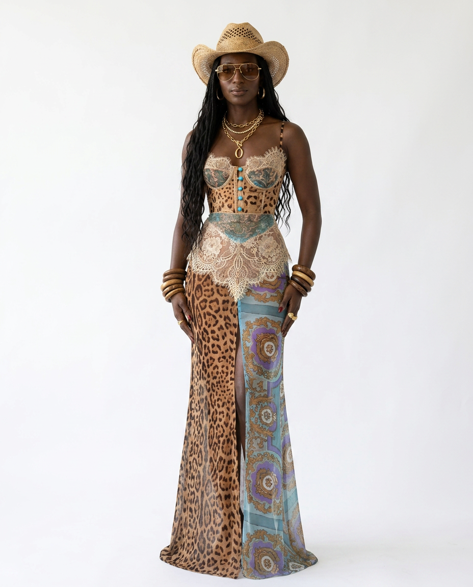Wild n Free Lace Printed Maxi Dress