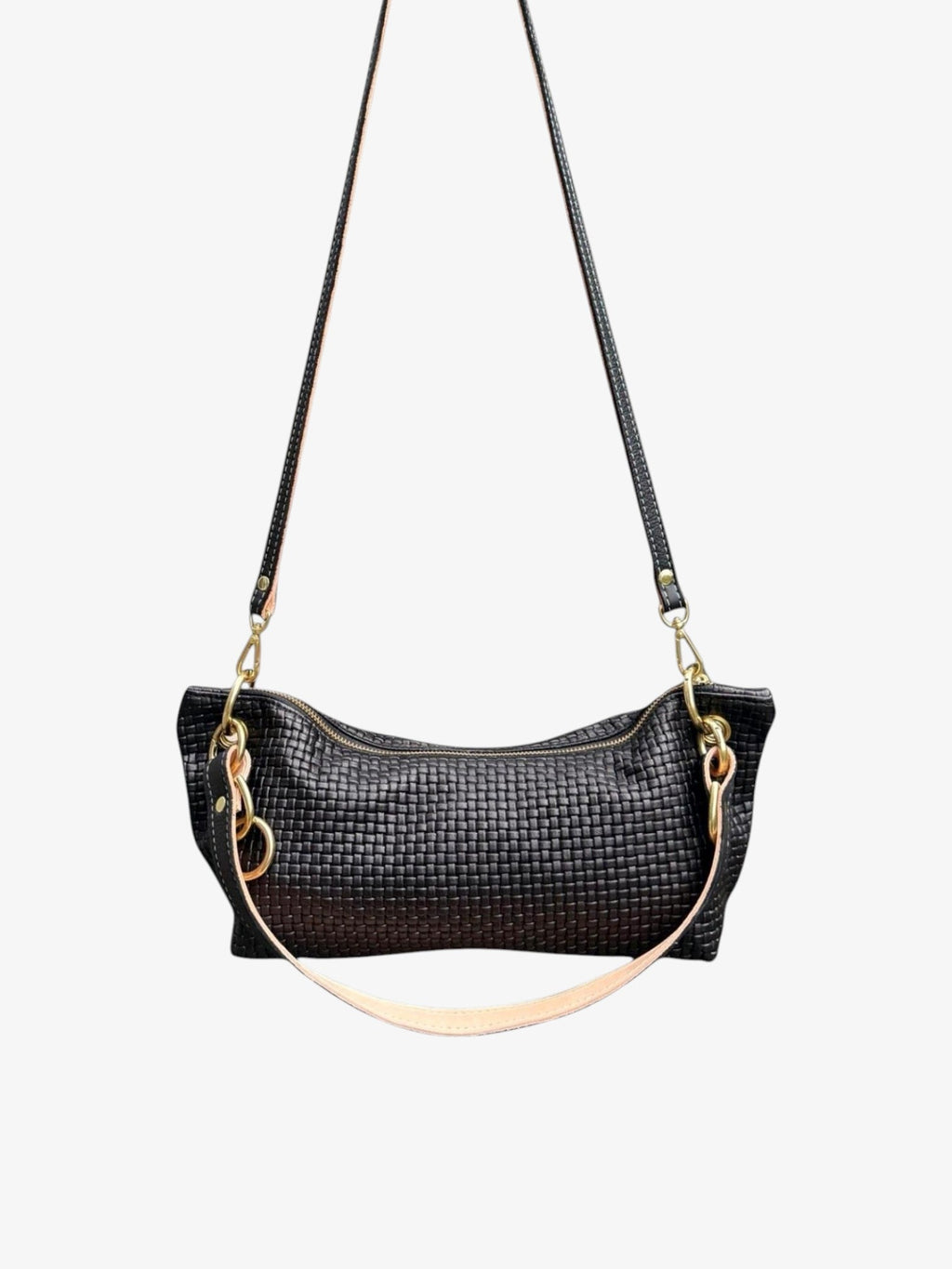 Blair Shoulder Bag, Black Embossed Leather